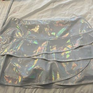 Adorable shiny silver lucky in love tennis skirt!